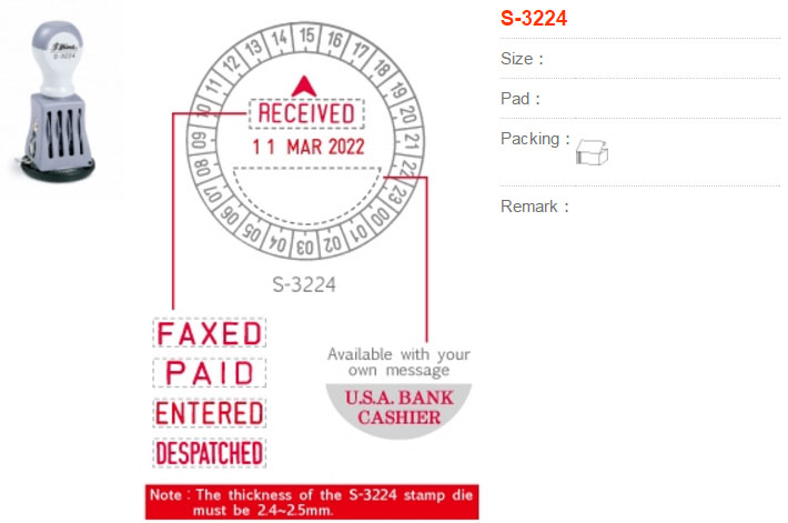 ด้ามธรรมดา มีวันที่&nbsp;Shiny S-3224&nbsp;-&nbsp;อังกฤษ