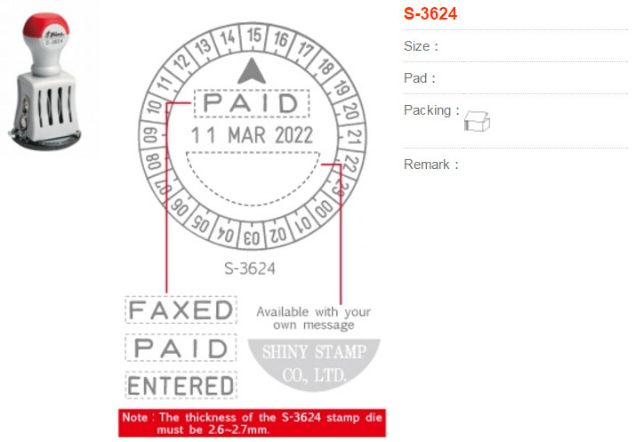 ด้ามธรรมดา มีวันที่&nbsp;Shiny S-3624&nbsp;-&nbsp;อังกฤษ