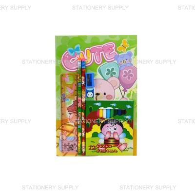 ชุดเครื่องเขียนพร้อมสีสั้น (แพ็ค 6 ชุด)