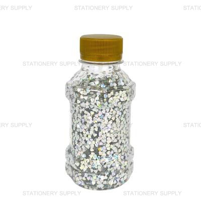 MEE กากเพชร รูปดาว-หัวใจ-ดอกไม้ สีเงิน (แพ็ค1ขวด)