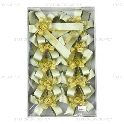 โบว์ติดของขวัญ C-125 เขียวขี้ม้า+ทอง