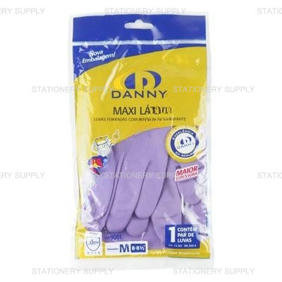 ถุงมือยาง รุ่นบางสีม่วง ขนาดกลาง M