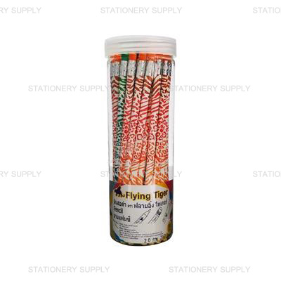 ดินสอกลม PF2 พิมพ์ลาย ใส่ยางลบ ตัดปลาย