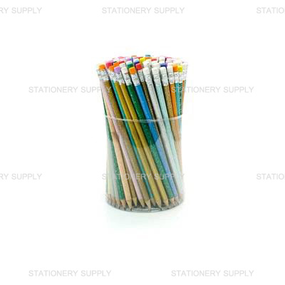 ดินสอกลม No.001 HB กากเพชรบางใส่ยางลบ เหลา