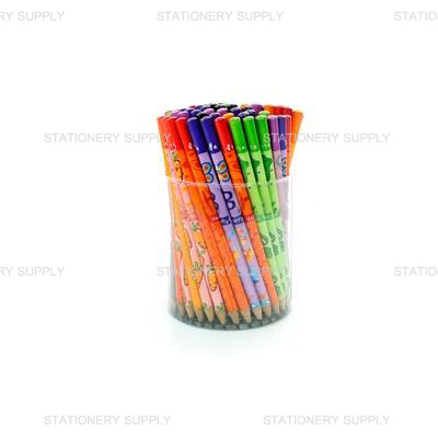 ดินสอกลม No.008 HB มินิจัมโบ้พิมพ์ลาย ดิปหัว เหลา