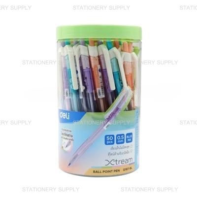 Deli ปากกาลูกลื่น DL-Q187-BL 0.5 สีน้ำเงิน (แพ็ค 50 ด้าม)