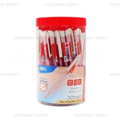 Deli ปากกาลูกลื่น DL-Q187-RD 0.5 สีแดง (แพ็ค 50 ด้าม)