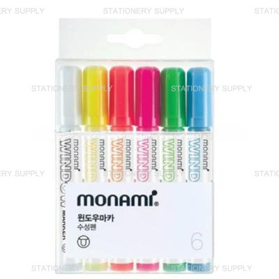 (F_MO) Monami ปากกามาร์คเกอร์ วินโดว์ (B) สะท้อนแสง  6 สี (แพ็ค6ด้าม)