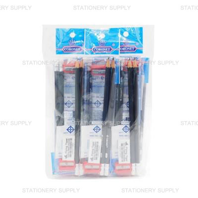 Coronet ชุดดินสอ 2B + ยางลบ + กบเหลา (แพ็ค 24 แท่ง)