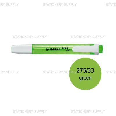 ปากกาเน้นข้อความ สตาบิโล สวิงคูล สีเขียว (ฟรีปากกาStabilo10ด้าม)