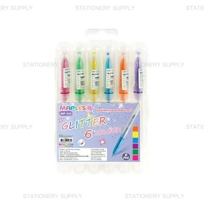 MAPLES ปากกาเจลกากเพชร 6 สี GLITTER MP-513 (แพ็ค6ด้าม)