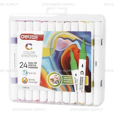 Deli ปากกาอะคริลิก 24 สี 2 หัว C190-24 (แพ็ค24ด้าม)