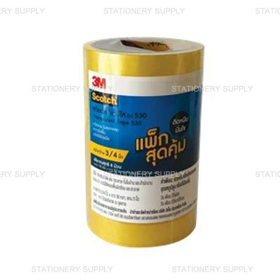 Scotch 3M เทปใส No.530 3/4 นิ้ว x 36 หลา แกนใหญ่ (แพ็ค8ม้วน/ลัง12แพ็ค)